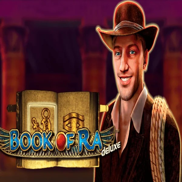 Official Slots logo: Book of Ra Deluxe by Novomatic at Crown Pokies Casino