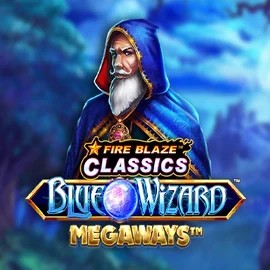 Fire Blaze Blue Wizard Megaways slot visual from Rarestone Gaming available on crown-pokies.bet